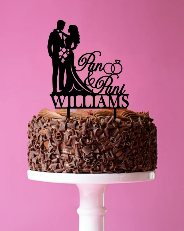 Topper ślubny na tort Para Młoda Pan&amp;Pani + OBRĄCZKI + Nazwisko.png