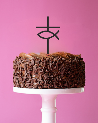 Cake Topper / Tortendekoration „Kreuz + Herz mit Strahlen“
