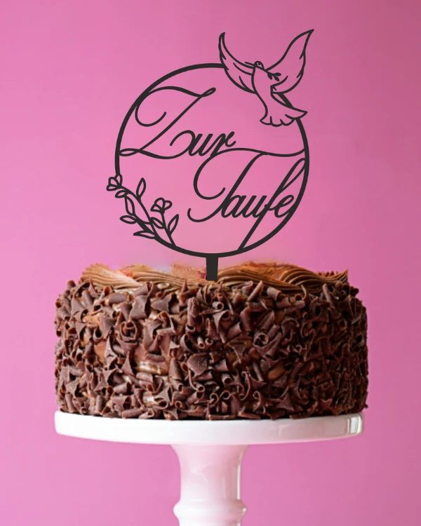 Cake Topper / Tortendekoration „Zur Taufe“ im Ring mit Taube