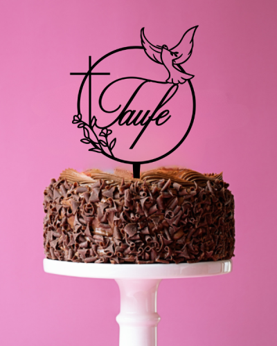 Cake Topper / Decor „Taufe“ im Ring mit Taube und Kreuz