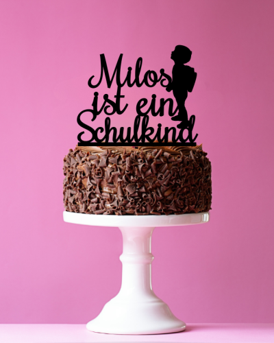 Cake Topper „Name + ist Schulkind“ für Jungen