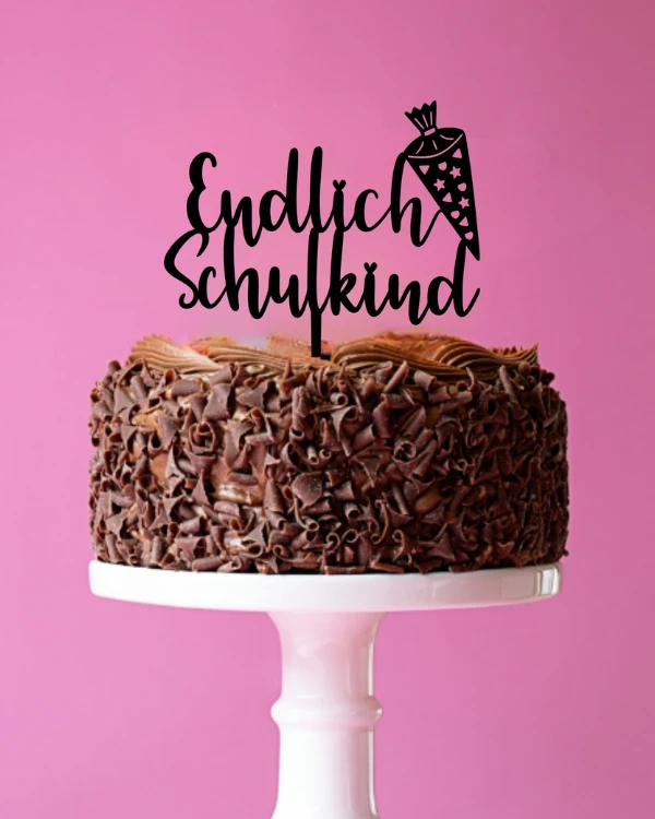 Topper dekor na tort Endlich Schulkind + Schultüte Zuckertüte.png