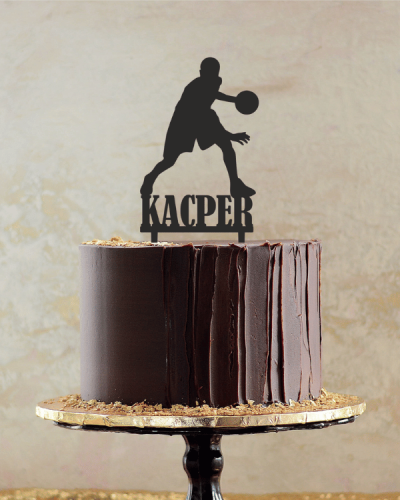 Topper na tort - Koszykaez sylwetka koszykarza z imieniem Sport Koszykówka