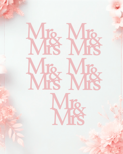 Zestaw ślubnych mini dekorów - klasyczny napis " Mr &amp; Mrs "