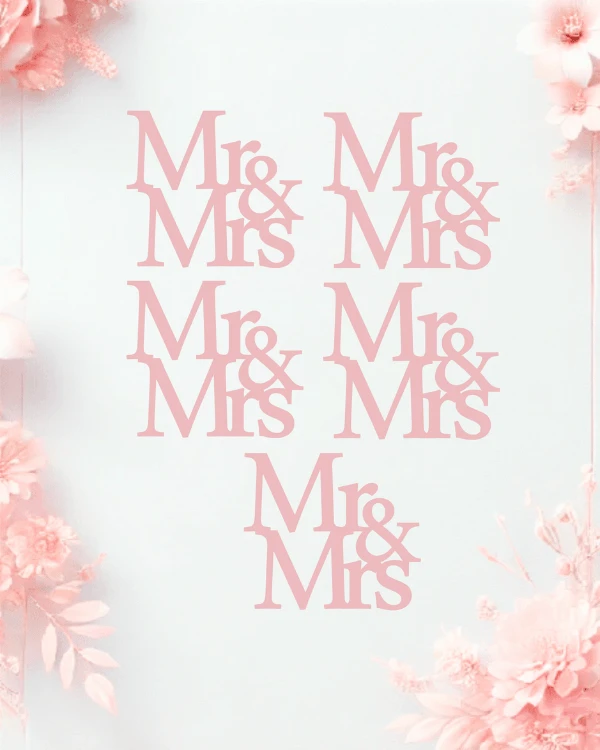 Zestaw ślubnych mini dekorów - klasyczny napis " Mr &amp; Mrs "