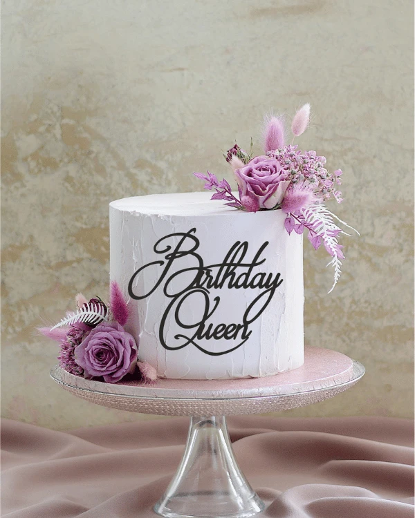 Dekor urodzinowy na tort dla kobiety - napis Birthday Queen