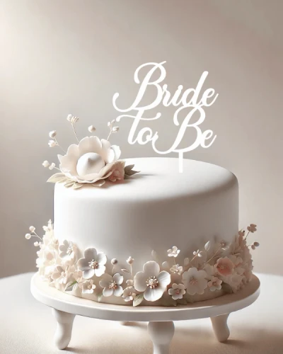 Topper na tort na wieczór panieński - elgancki napis Bride to be