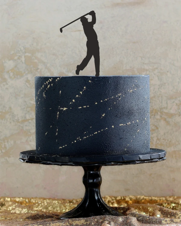 Topper na tort dla golfisty - Golfista z kijem golfowym topper